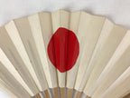 Japanese Folding Fan Sensu Vtg Bamboo Frame Rising Sun National Flag Red 4D738