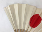 Japanese Folding Fan Sensu Vtg Bamboo Frame Rising Sun National Flag Red 4D738