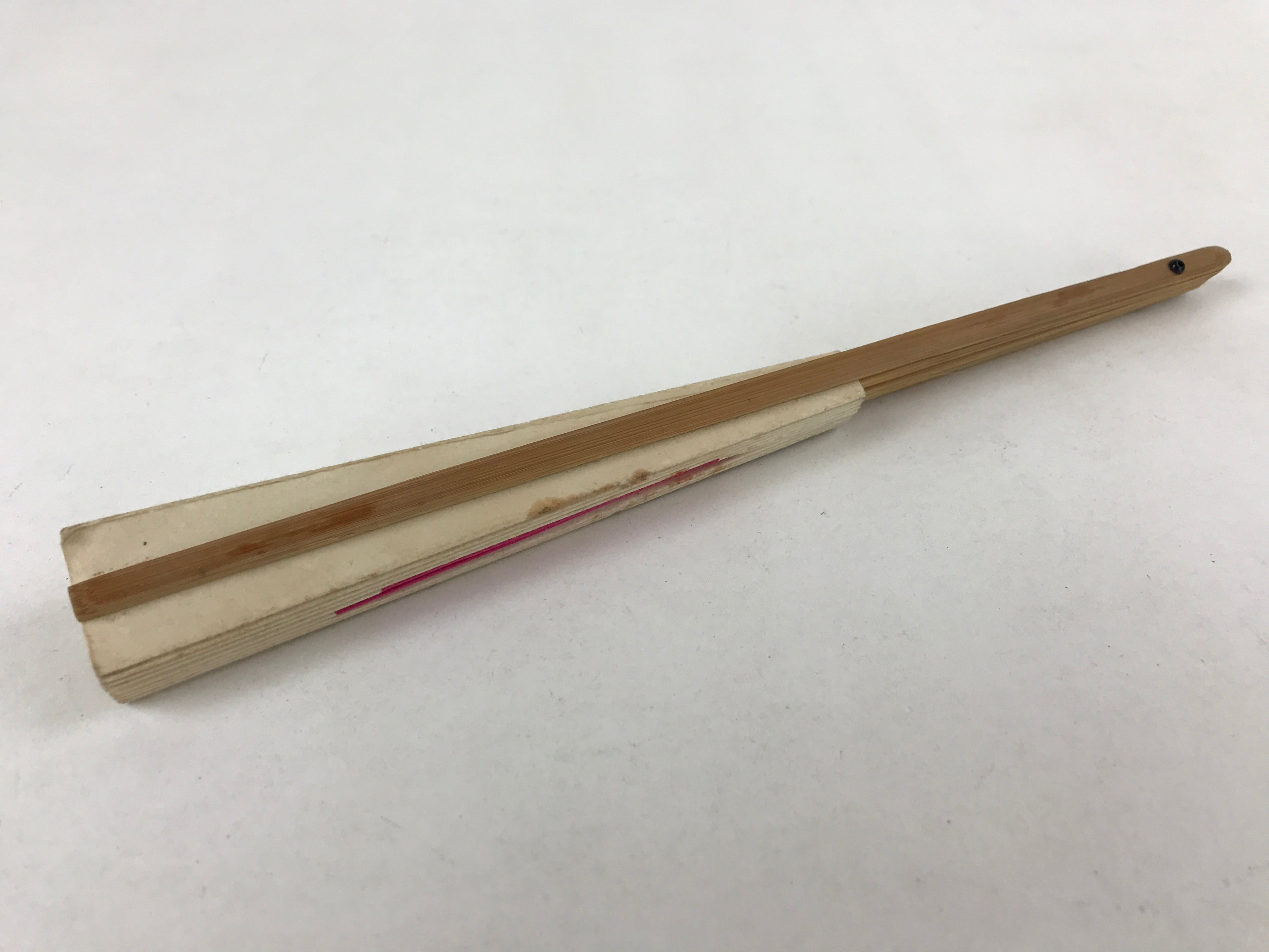 Japanese Folding Fan Sensu Vtg Bamboo Frame Rising Sun National Flag Red 4D738
