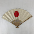 Japanese Folding Fan Sensu Vtg Bamboo Frame Rising Sun National Flag Red 4D738