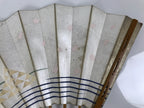 Japanese Folding Fan Sensu Vtg Bamboo Frame Sakura Petal Uroku Pattern 4D952