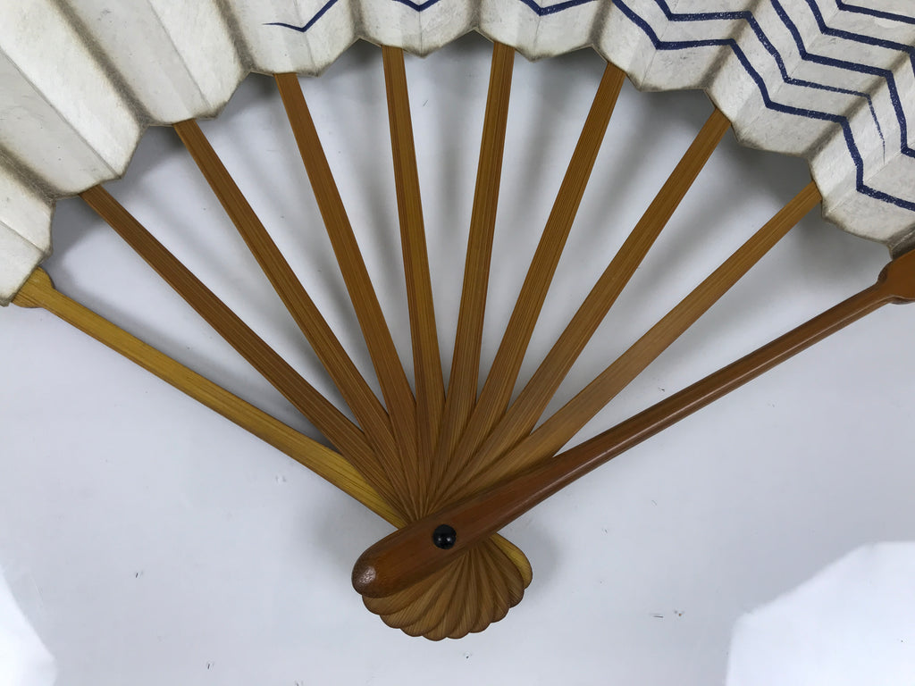 Japanese Folding Fan Sensu Vtg Bamboo Frame Sakura Petal Uroku Pattern 4D952