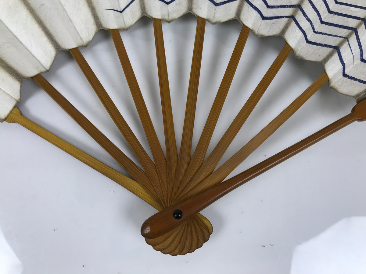 Japanese Folding Fan Sensu Vtg Bamboo Frame Sakura Petal Uroku Pattern 4D952