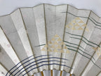 Japanese Folding Fan Sensu Vtg Bamboo Frame Sakura Petal Uroku Pattern 4D952