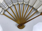 Japanese Folding Fan Sensu Vtg Bamboo Frame Sakura Petal Uroku Pattern 4D952
