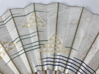 Japanese Folding Fan Sensu Vtg Bamboo Frame Sakura Petal Uroku Pattern 4D952