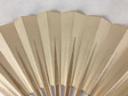 Japanese Folding Fan Sensu Vtg Bamboo Frame Simple Blank Cream White 4D732