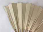 Japanese Folding Fan Sensu Vtg Bamboo Frame Simple Blank Cream White 4D732