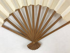 Japanese Folding Fan Sensu Vtg Bamboo Frame Simple Blank White 4D725