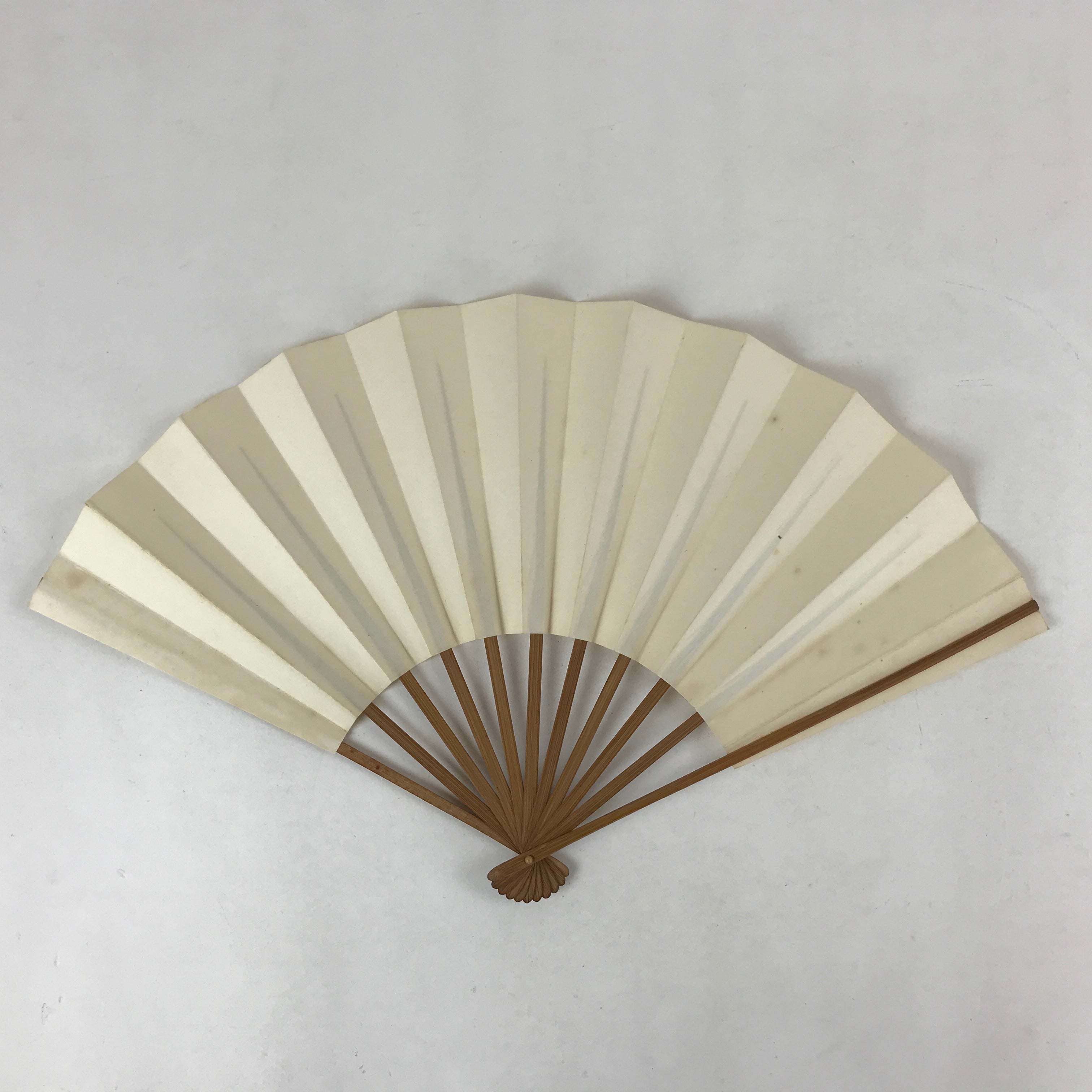 Japanese Folding Fan Sensu Vtg Bamboo Frame Simple Blank White 4D725