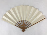 Japanese Folding Fan Sensu Vtg Bamboo Frame Simple Blank White 4D726