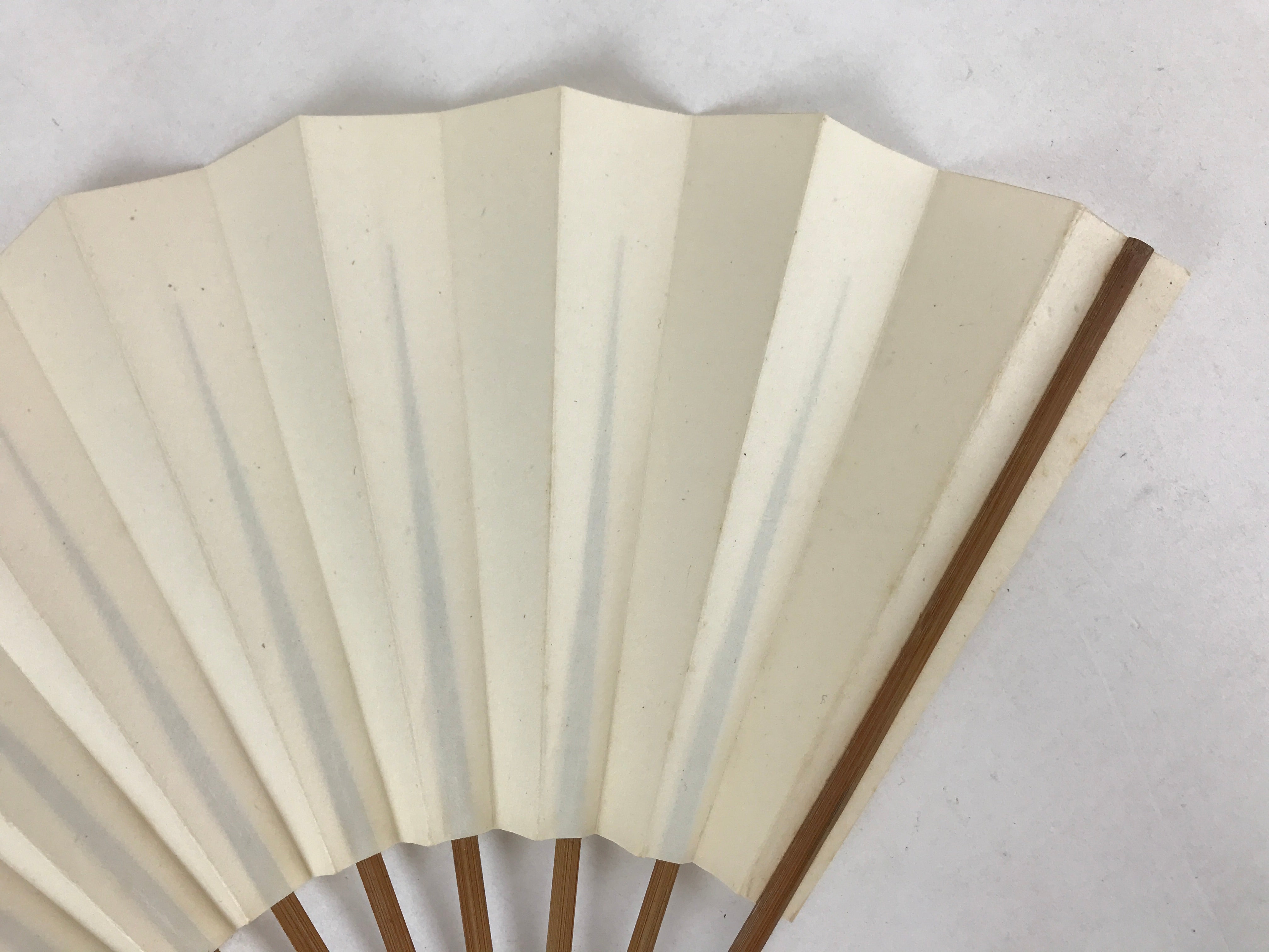 Japanese Folding Fan Sensu Vtg Bamboo Frame Simple Blank White 4D726