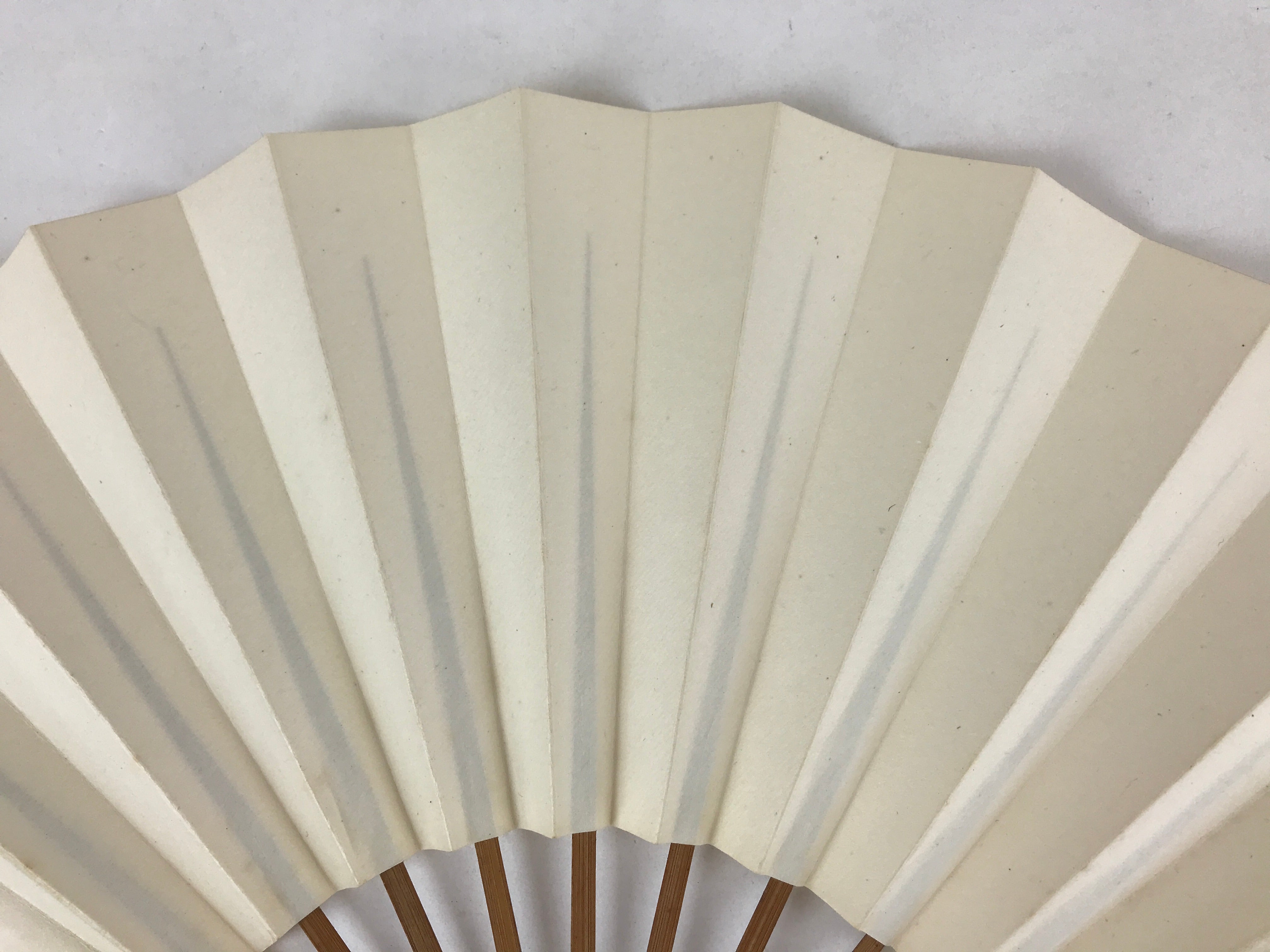 Japanese Folding Fan Sensu Vtg Bamboo Frame Simple Blank White 4D726