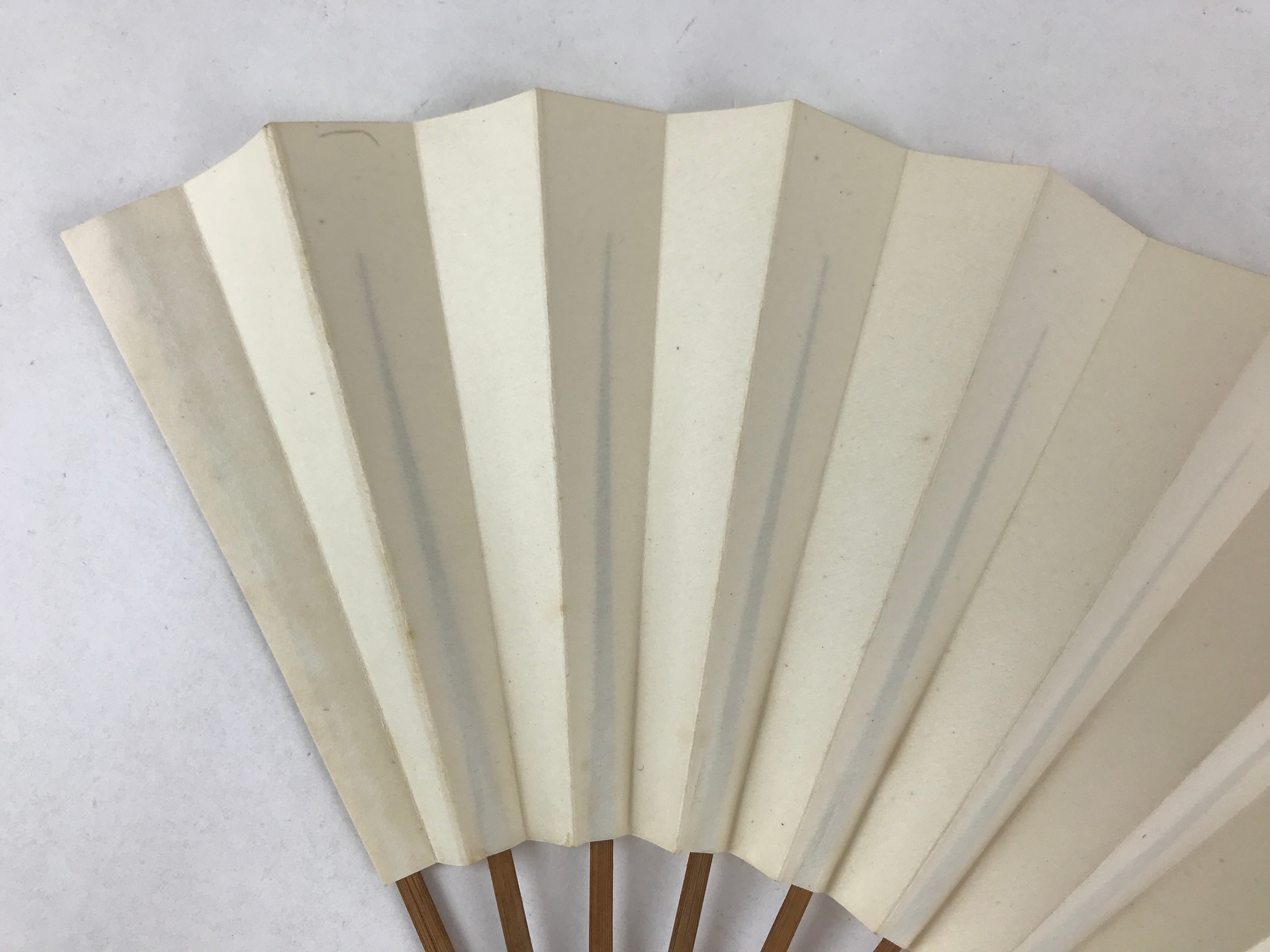 Japanese Folding Fan Sensu Vtg Bamboo Frame Simple Blank White 4D726