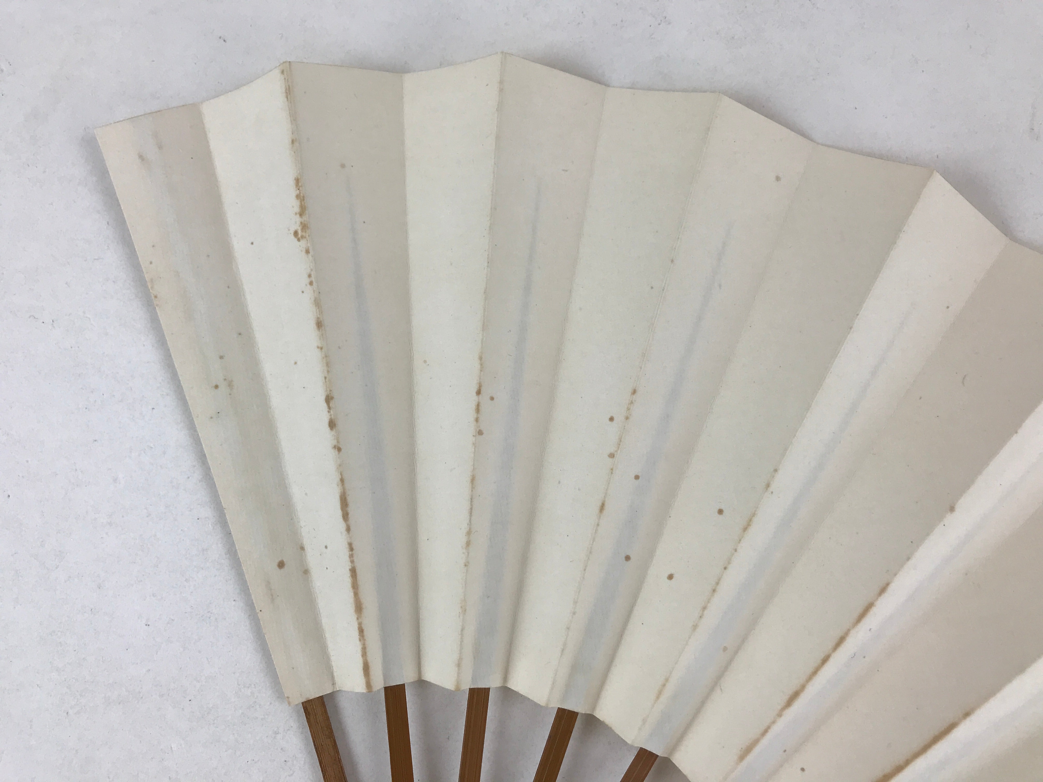 Japanese Folding Fan Sensu Vtg Bamboo Frame Simple Blank White 4D726