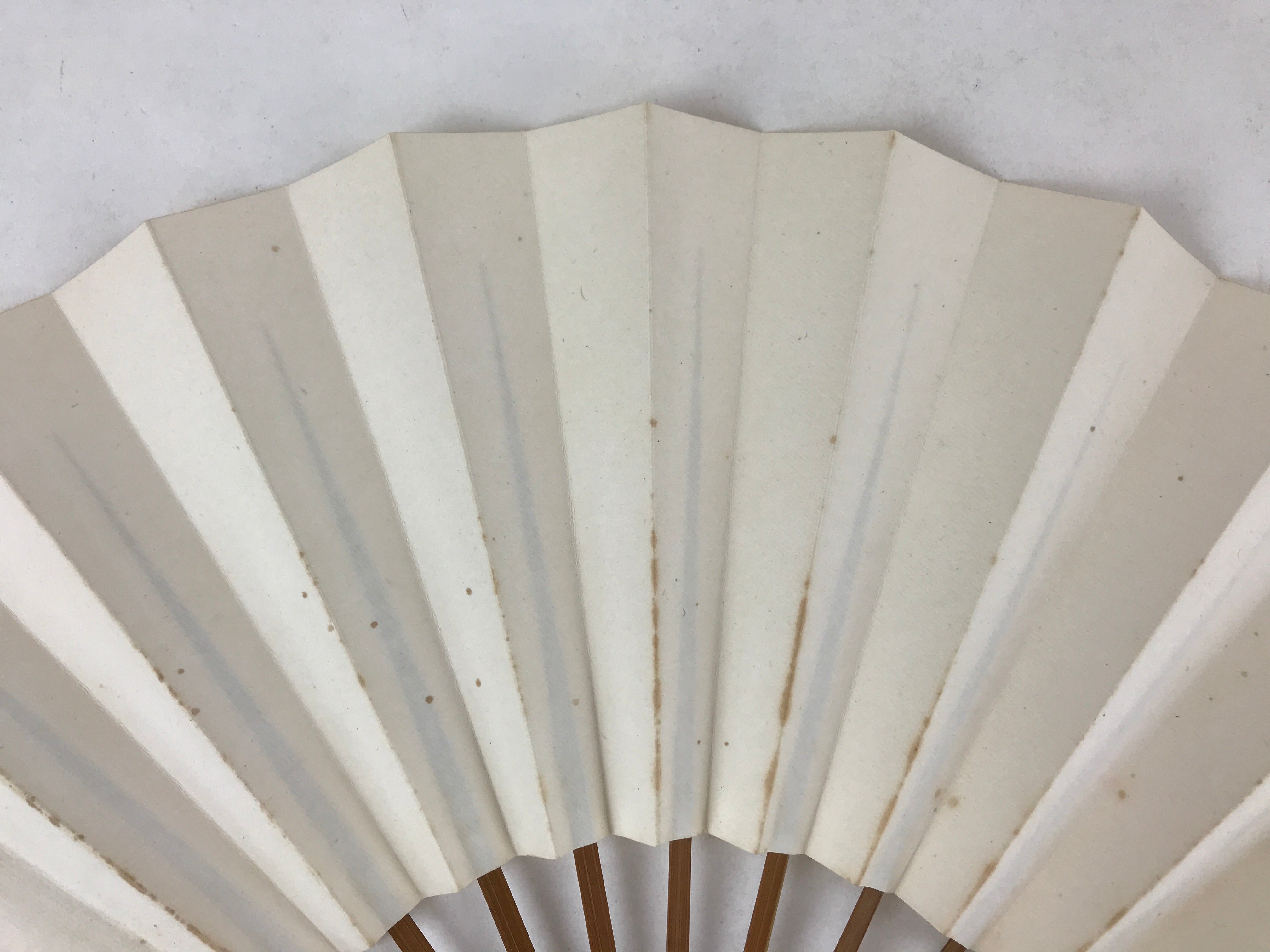 Japanese Folding Fan Sensu Vtg Bamboo Frame Simple Blank White 4D726