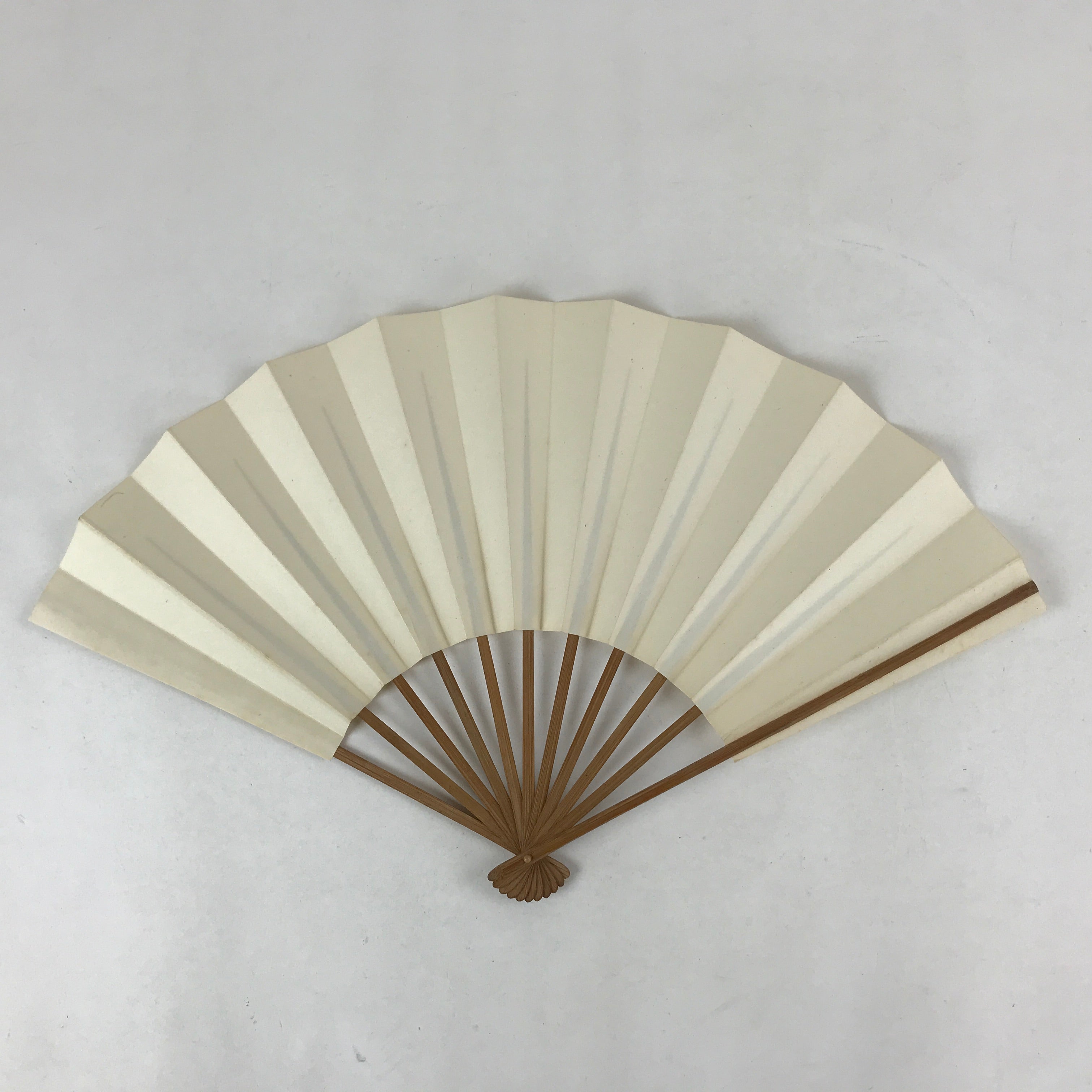 Japanese Folding Fan Sensu Vtg Bamboo Frame Simple Blank White 4D726