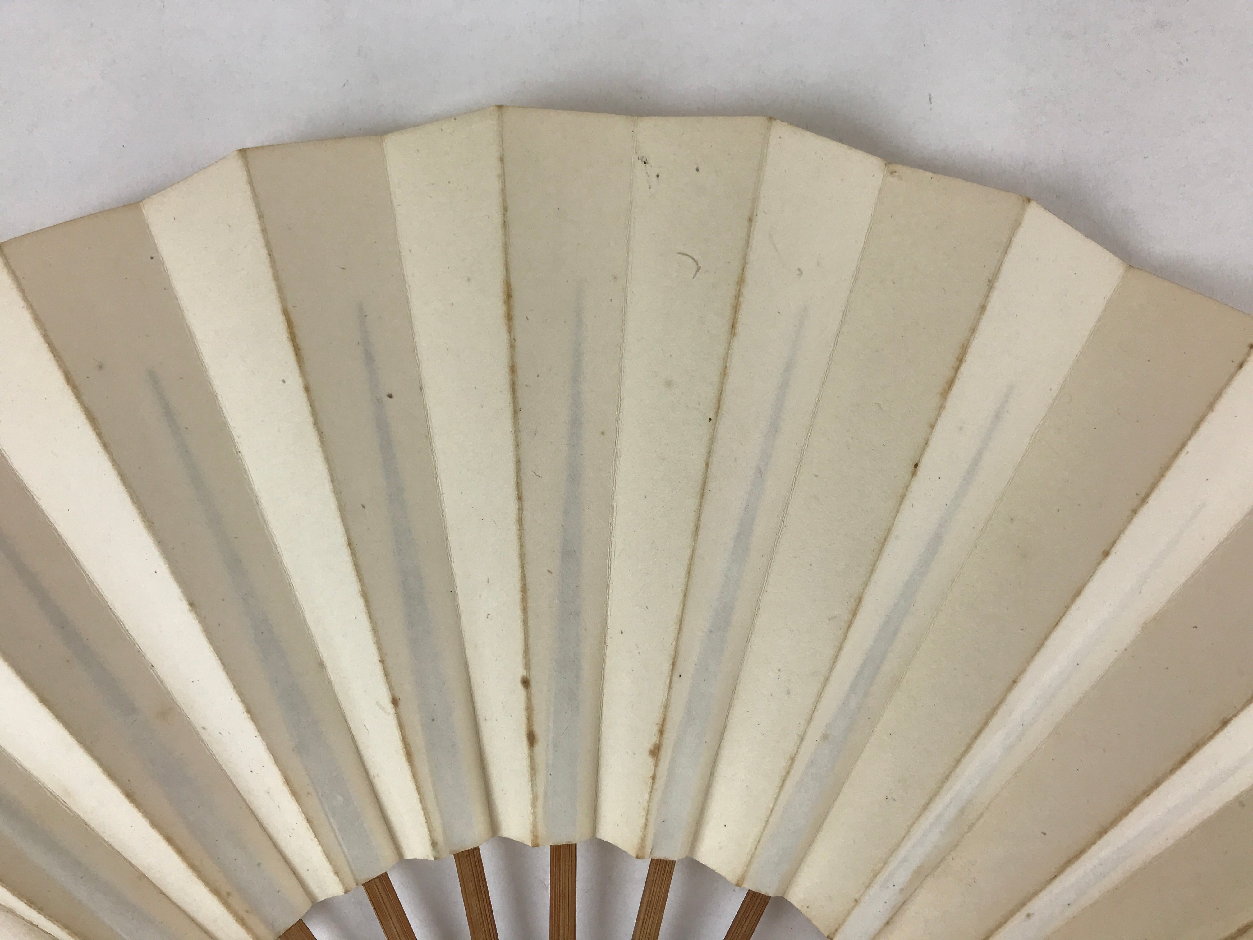 Japanese Folding Fan Sensu Vtg Bamboo Frame Simple Blank White 4D727