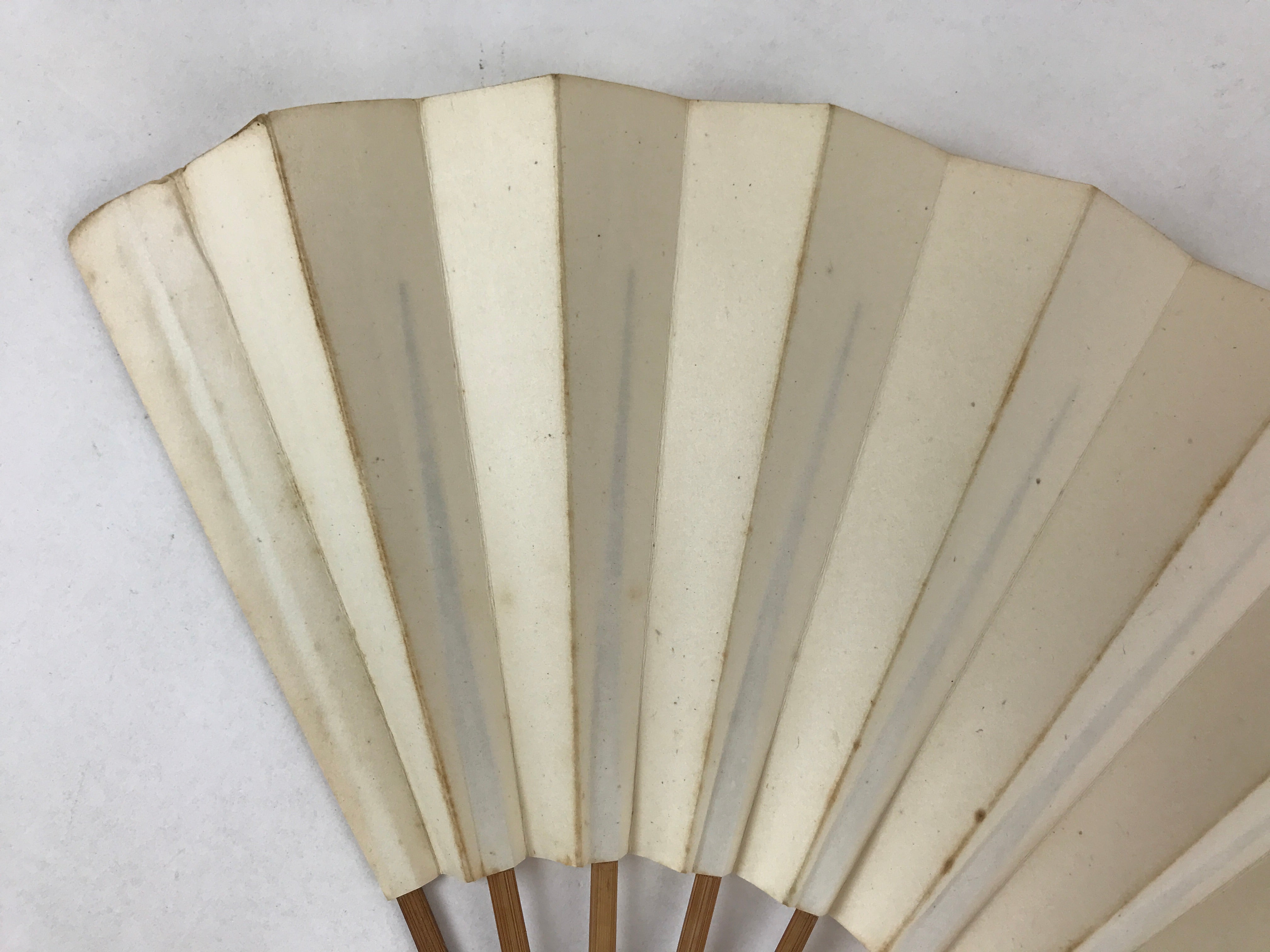 Japanese Folding Fan Sensu Vtg Bamboo Frame Simple Blank White 4D727