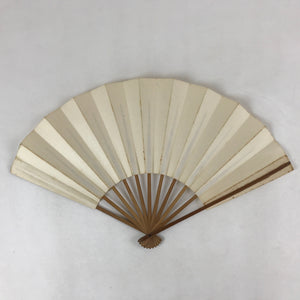 Japanese Folding Fan Sensu Vtg Bamboo Frame Simple Blank White 4D727