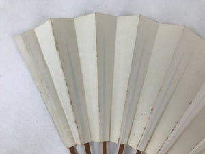 Japanese Folding Fan Sensu Vtg Bamboo Frame Simple Blank White 4D728