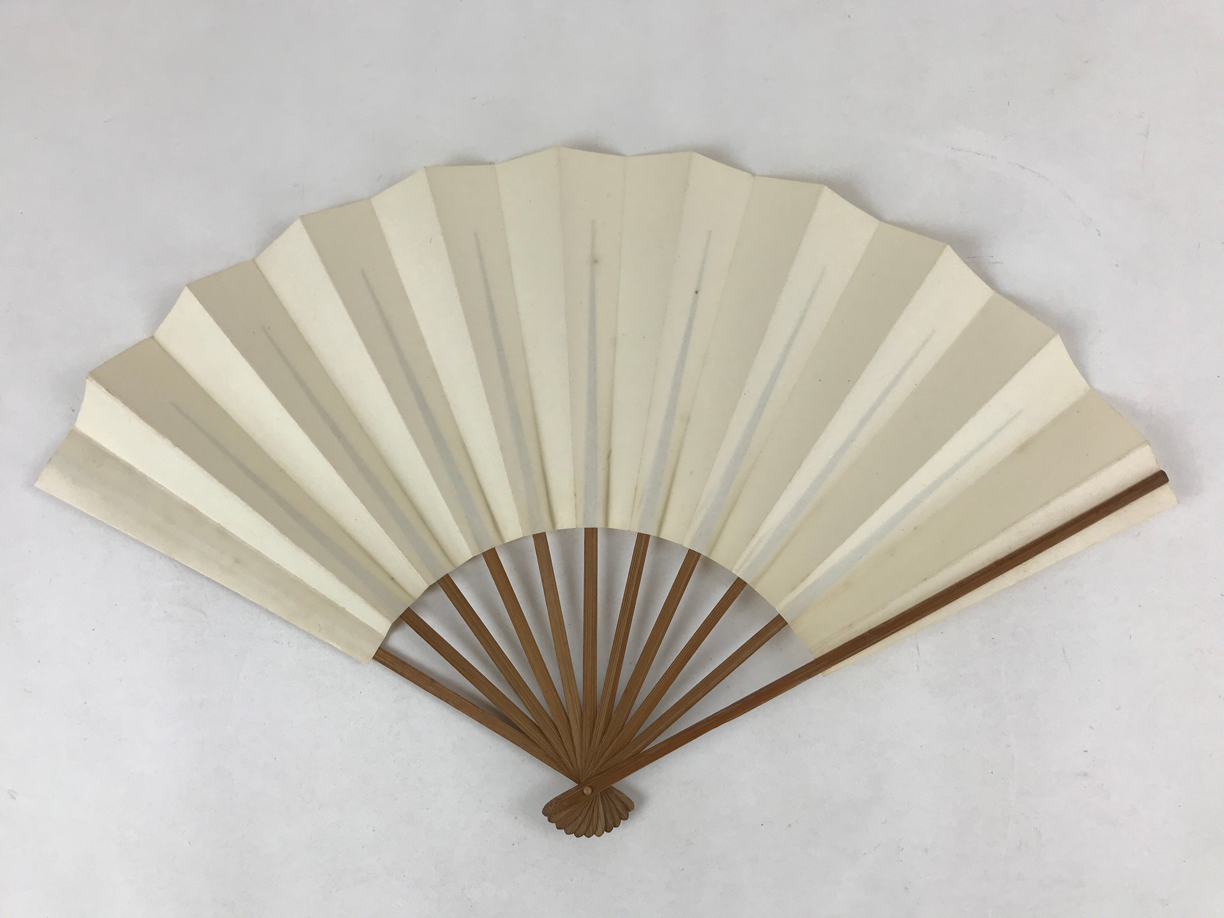 Japanese Folding Fan Sensu Vtg Bamboo Frame Simple Blank White 4D728