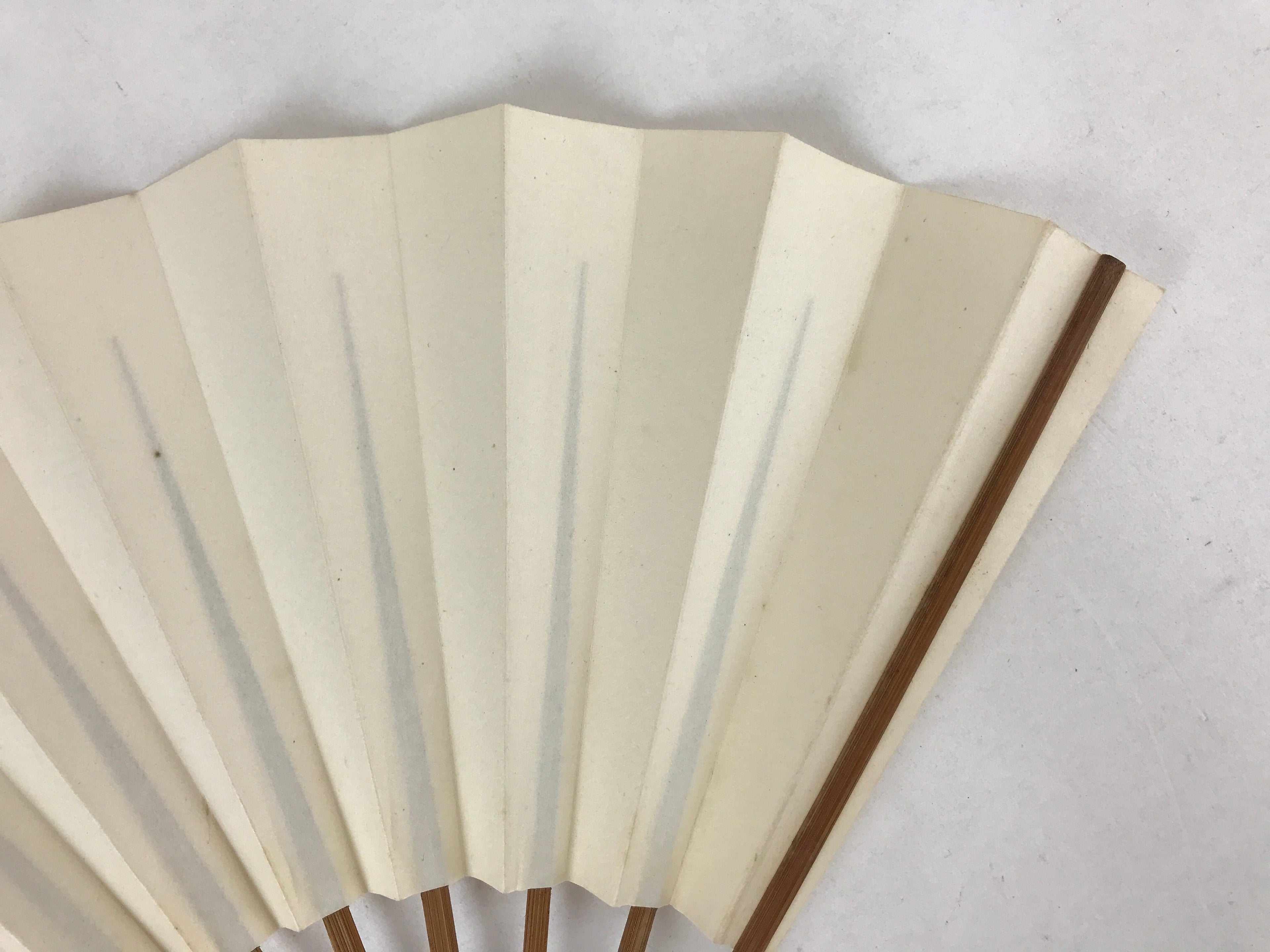 Japanese Folding Fan Sensu Vtg Bamboo Frame Simple Blank White 4D728