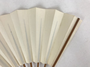 Japanese Folding Fan Sensu Vtg Bamboo Frame Simple Blank White 4D728