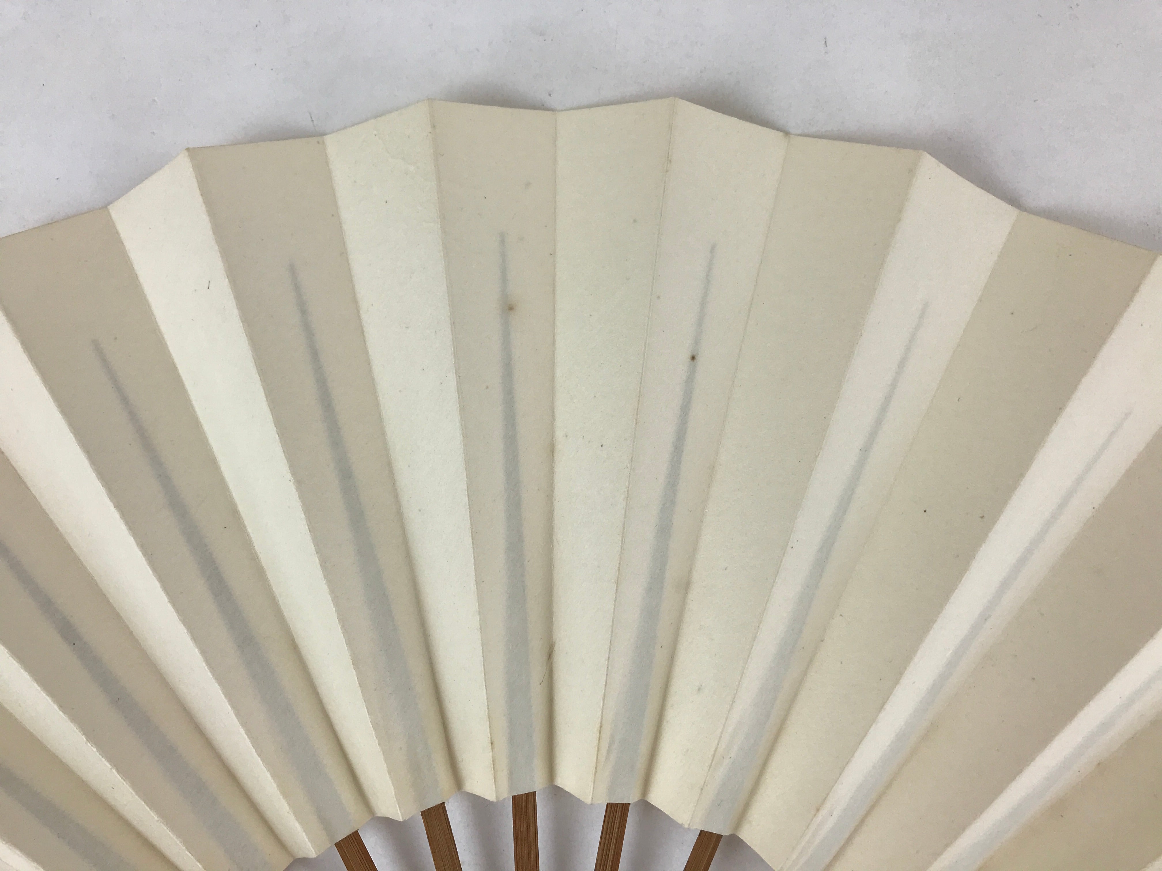 Japanese Folding Fan Sensu Vtg Bamboo Frame Simple Blank White 4D728