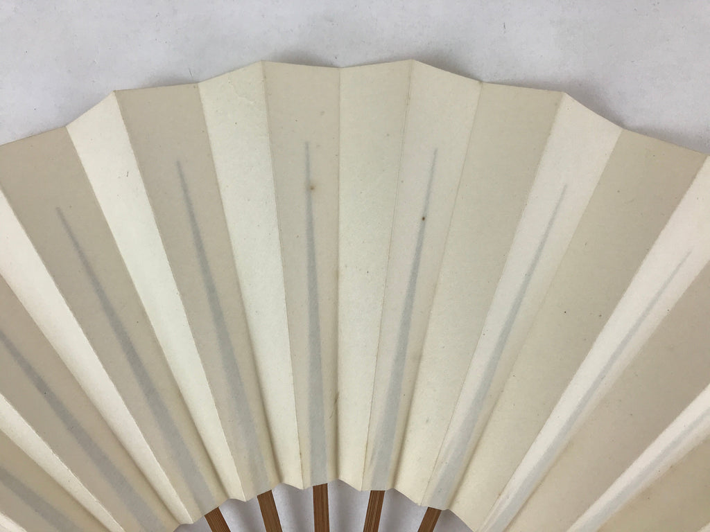 Japanese Folding Fan Sensu Vtg Bamboo Frame Simple Blank White 4D728