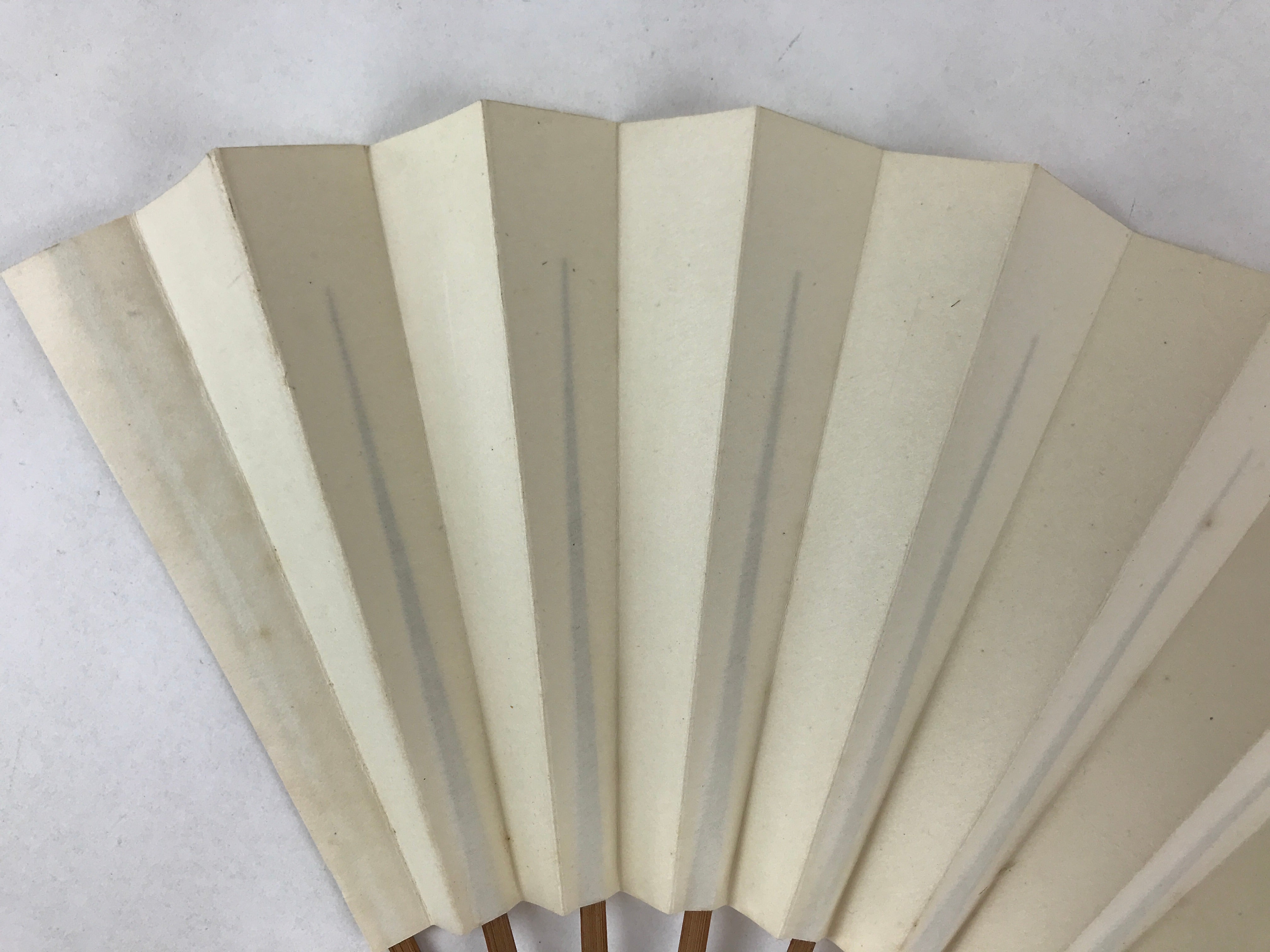 Japanese Folding Fan Sensu Vtg Bamboo Frame Simple Blank White 4D728