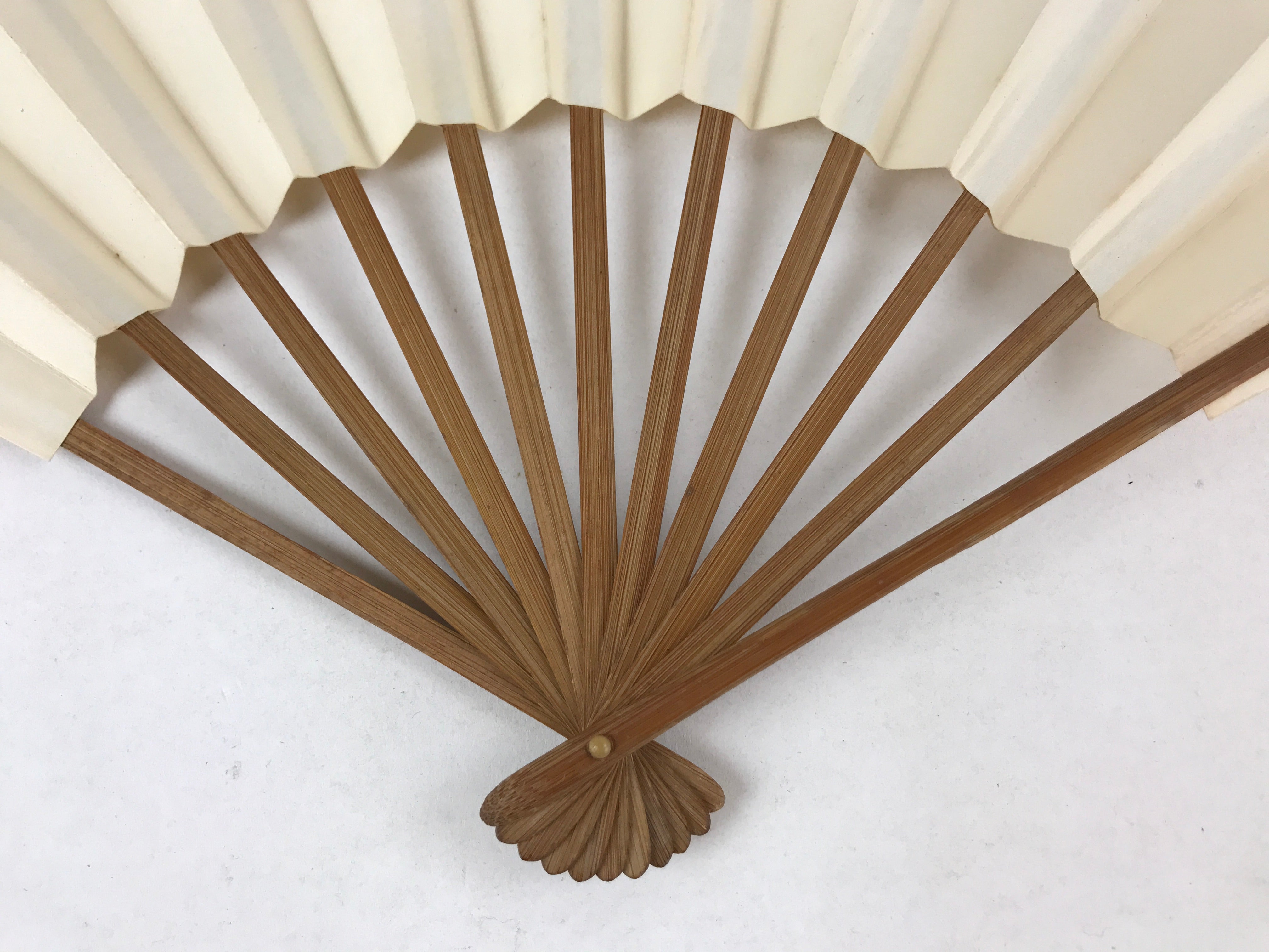 Japanese Folding Fan Sensu Vtg Bamboo Frame Simple Blank White 4D728