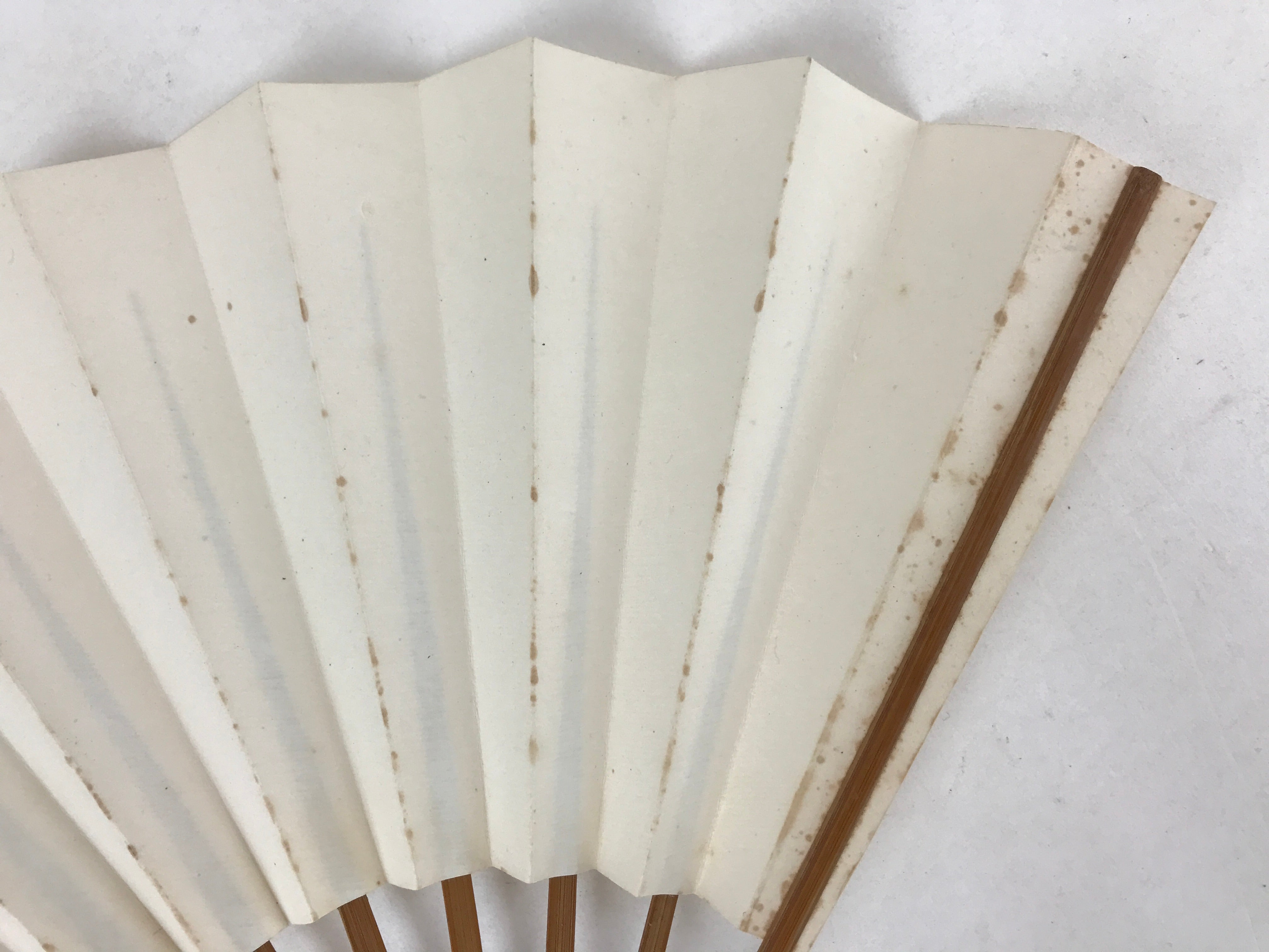 Japanese Folding Fan Sensu Vtg Bamboo Frame Simple Blank White 4D728