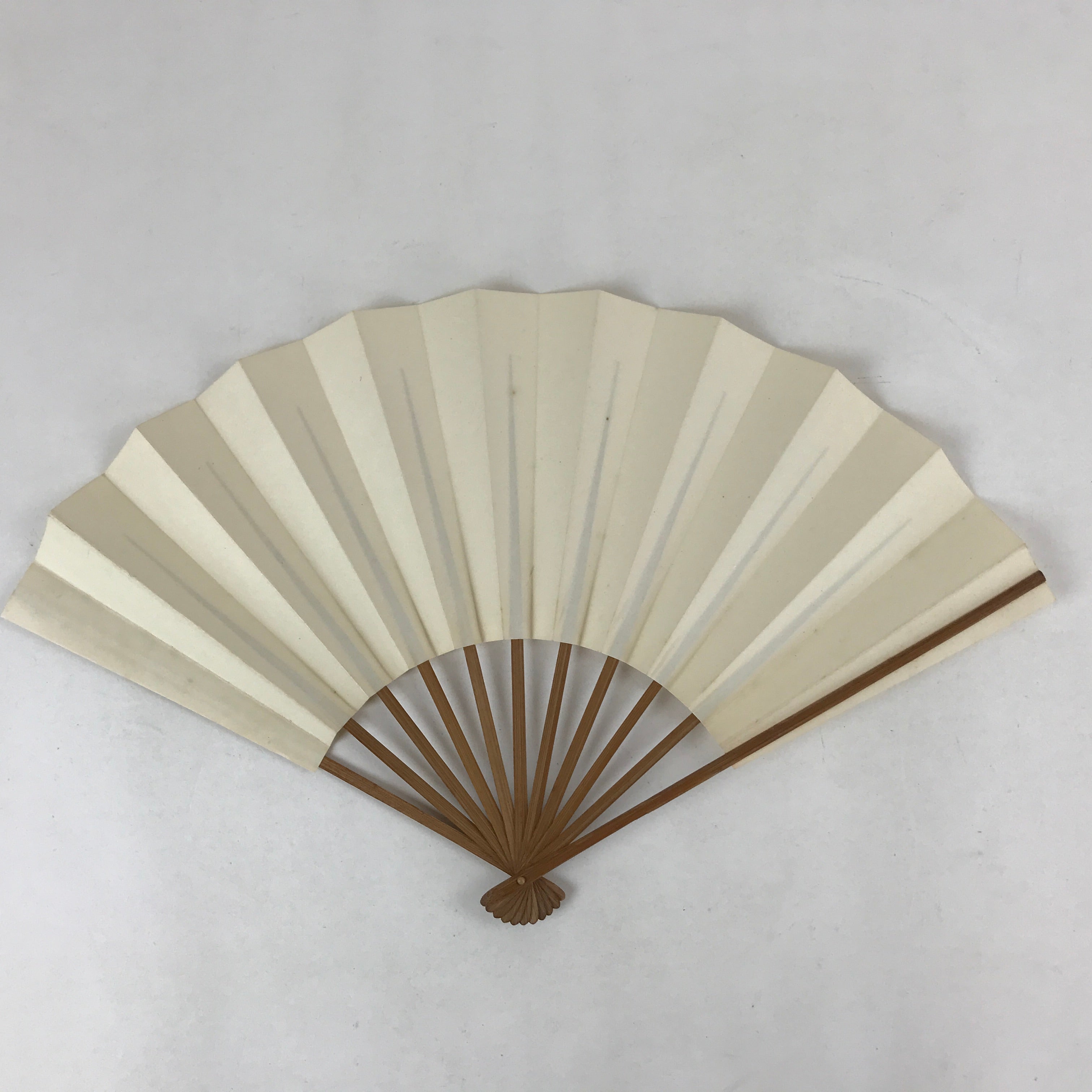 Japanese Folding Fan Sensu Vtg Bamboo Frame Simple Blank White 4D728