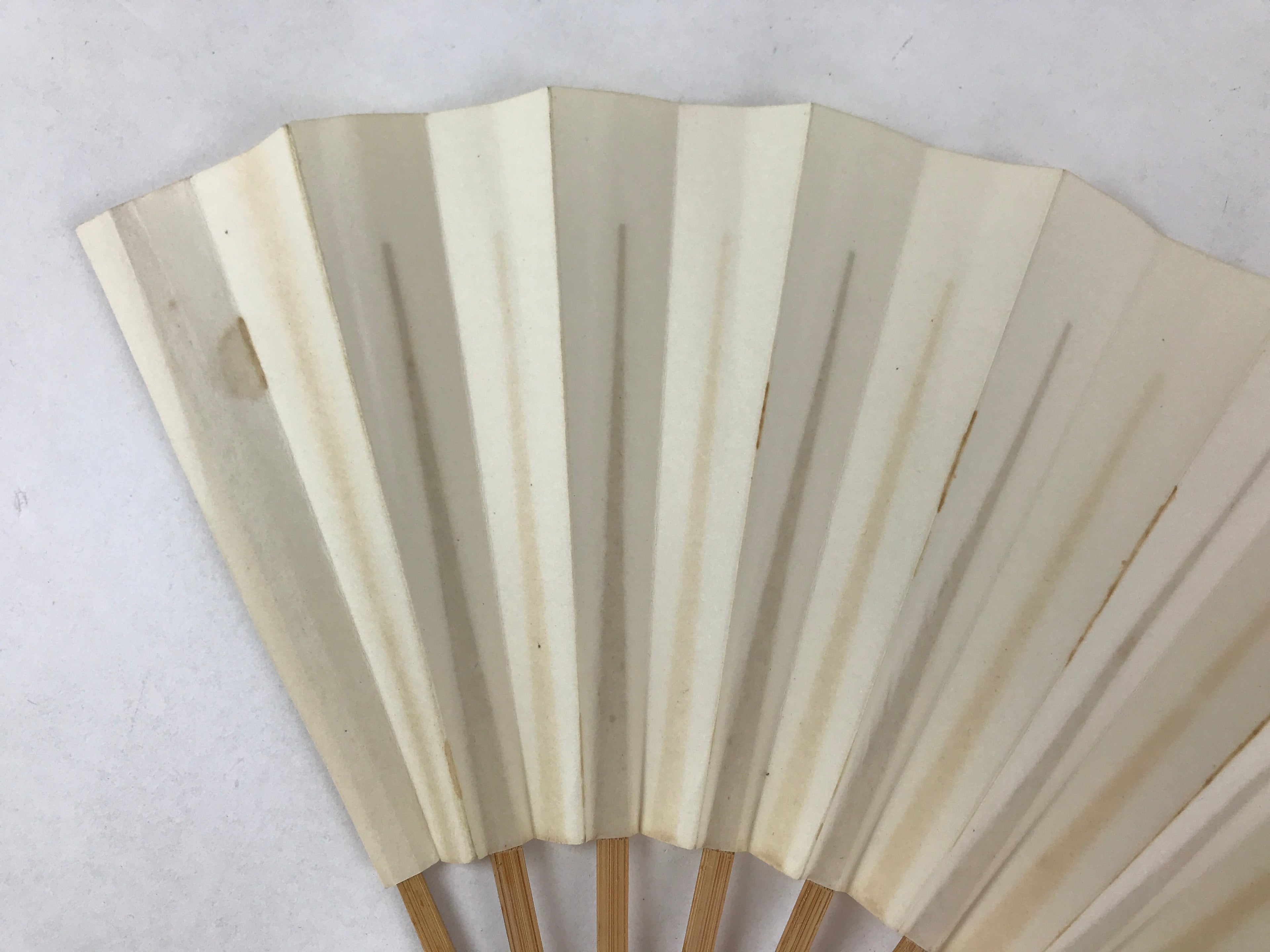 Japanese Folding Fan Sensu Vtg Bamboo Frame Simple Blank White 4D729