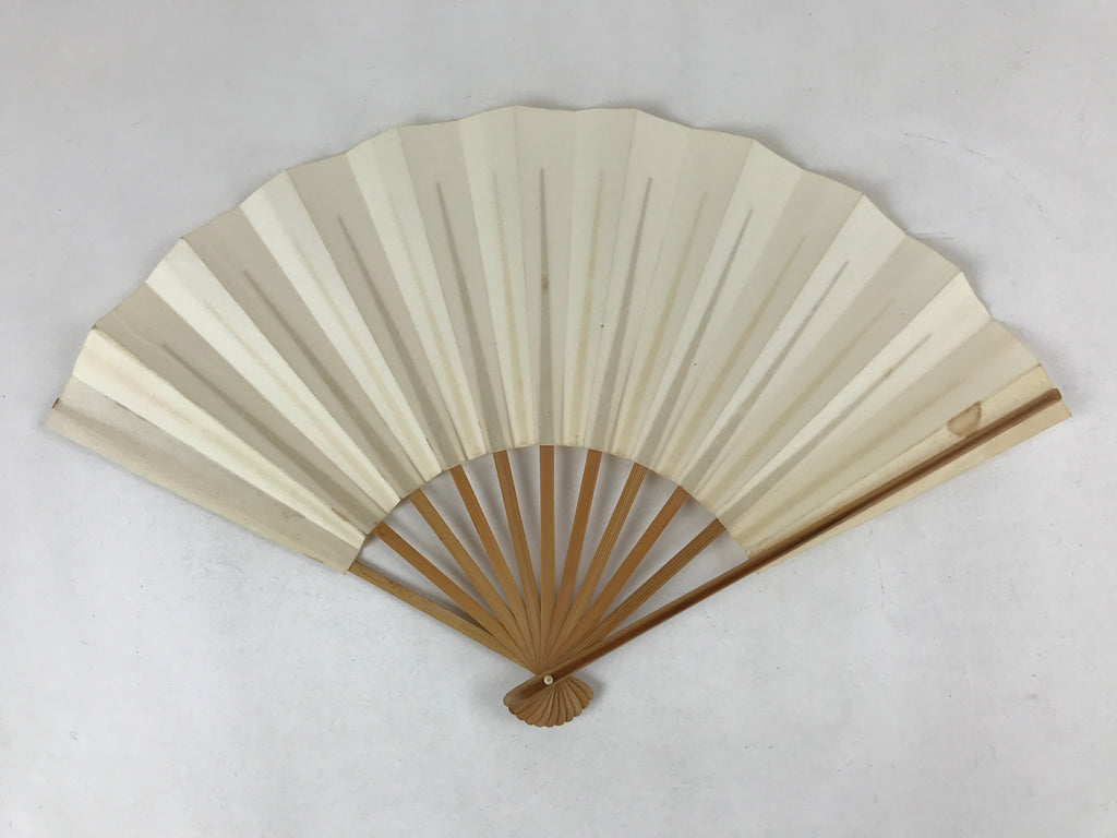 Japanese Folding Fan Sensu Vtg Bamboo Frame Simple Blank White 4D729