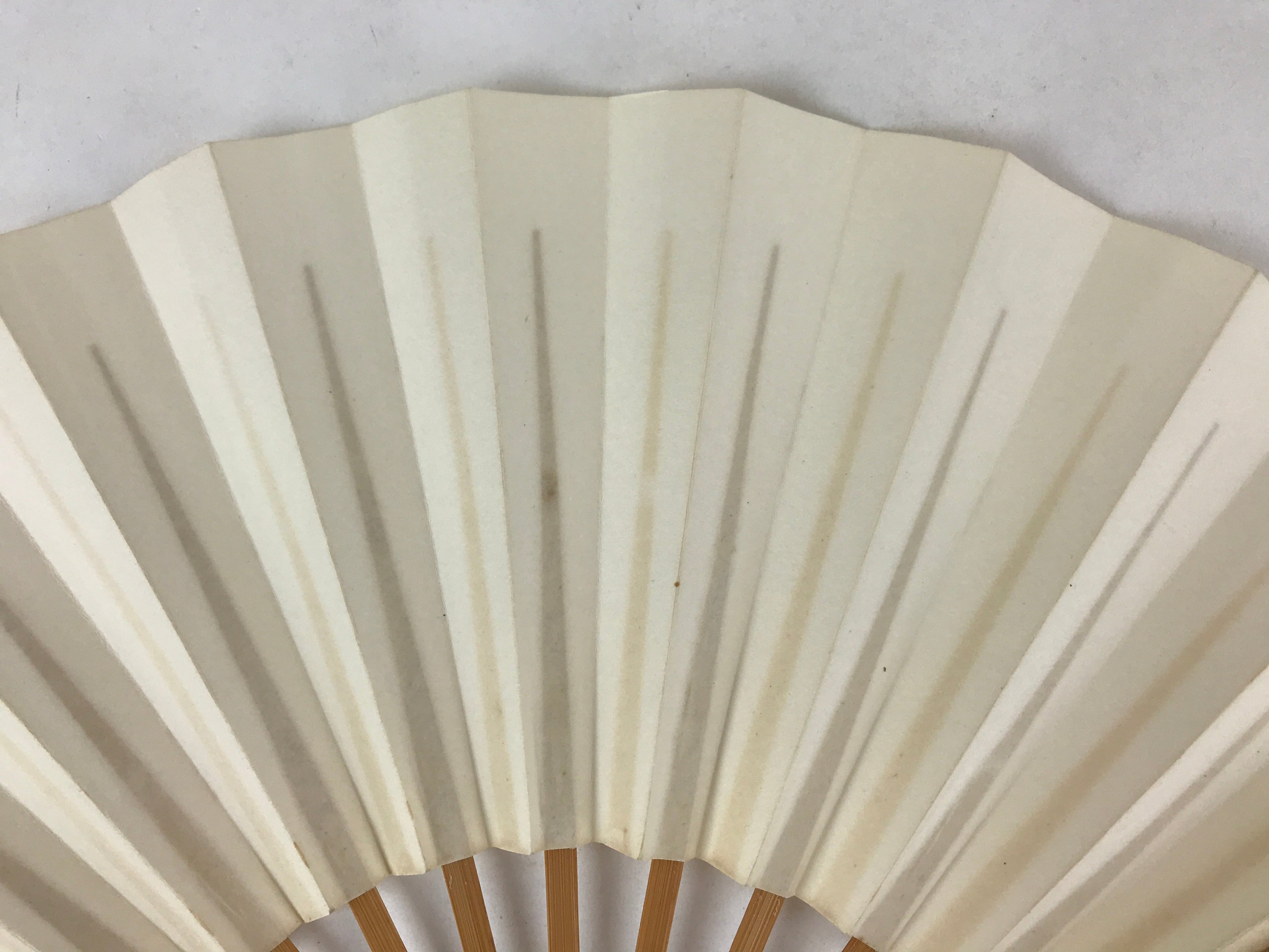Japanese Folding Fan Sensu Vtg Bamboo Frame Simple Blank White 4D729