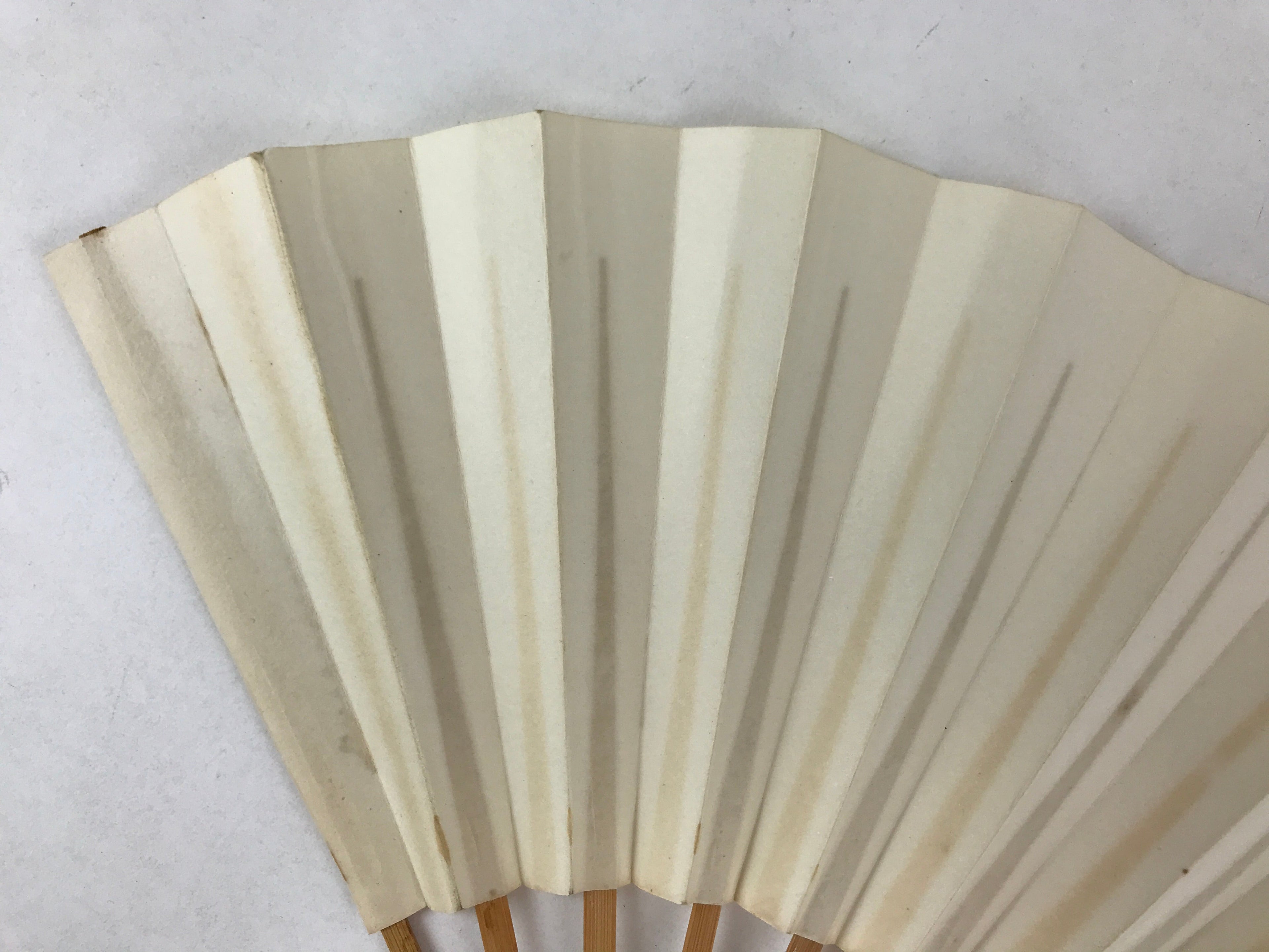 Japanese Folding Fan Sensu Vtg Bamboo Frame Simple Blank White 4D729