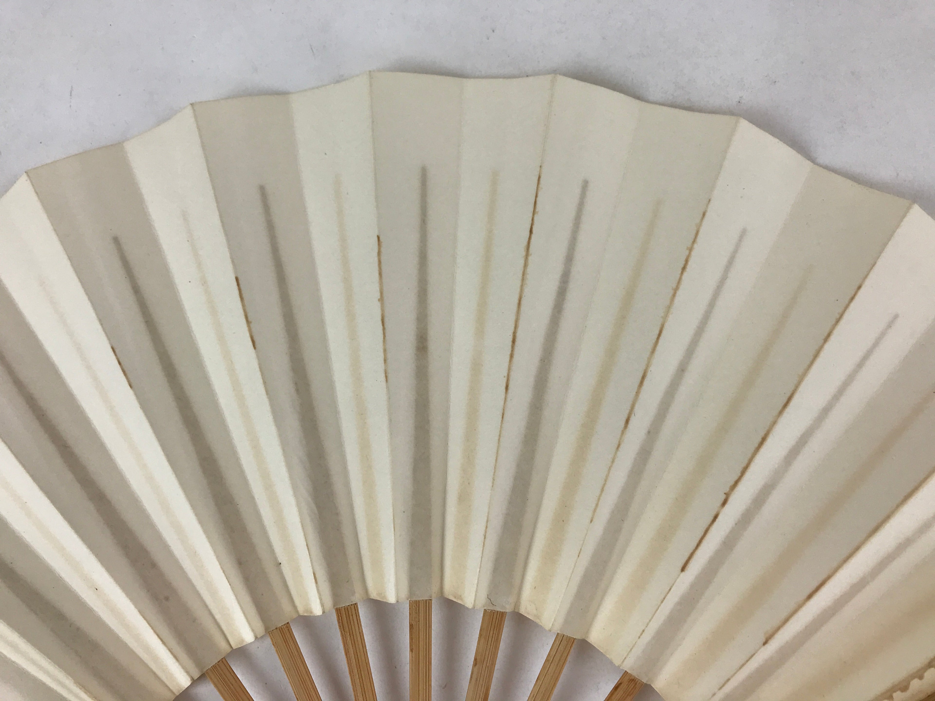 Japanese Folding Fan Sensu Vtg Bamboo Frame Simple Blank White 4D729