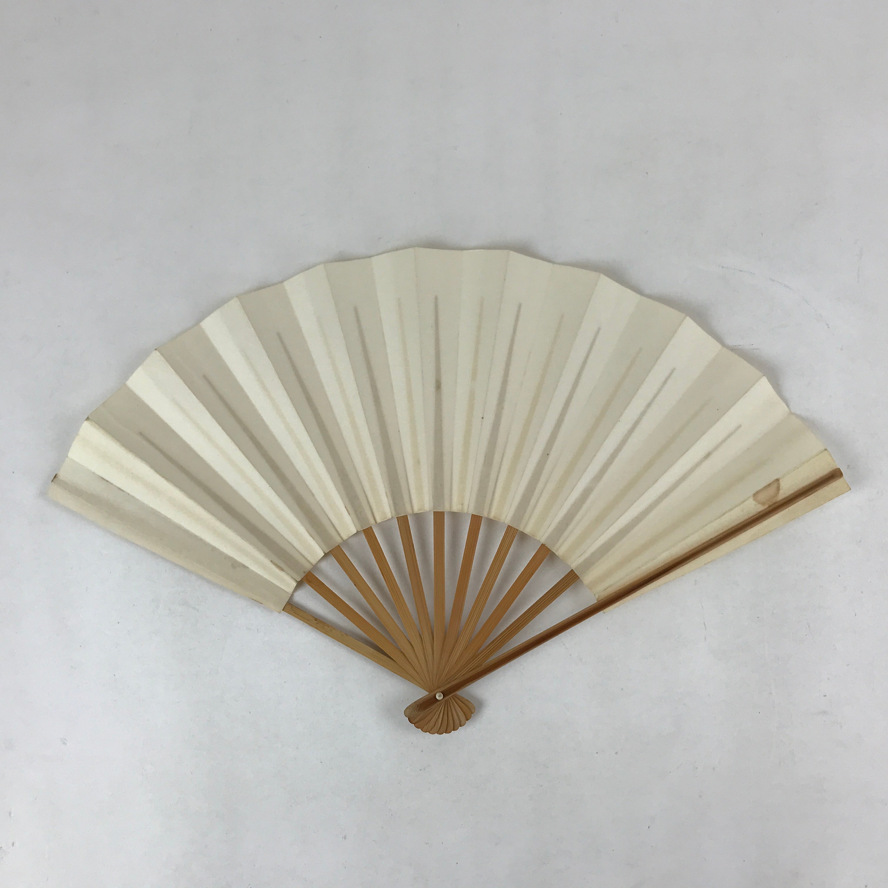 Japanese Folding Fan Sensu Vtg Bamboo Frame Simple Blank White 4D729