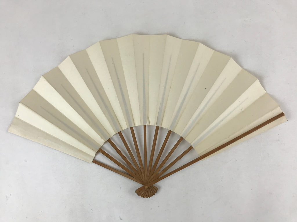 Japanese Folding Fan Sensu Vtg Bamboo Frame Simple Blank White 4D731