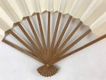 Japanese Folding Fan Sensu Vtg Bamboo Frame Simple Blank White 4D731