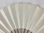 Japanese Folding Fan Sensu Vtg Bamboo Frame Simple Blank White 4D731
