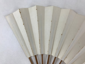 Japanese Folding Fan Sensu Vtg Bamboo Frame Simple Blank White 4D731