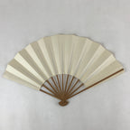 Japanese Folding Fan Sensu Vtg Bamboo Frame Simple Blank White 4D731