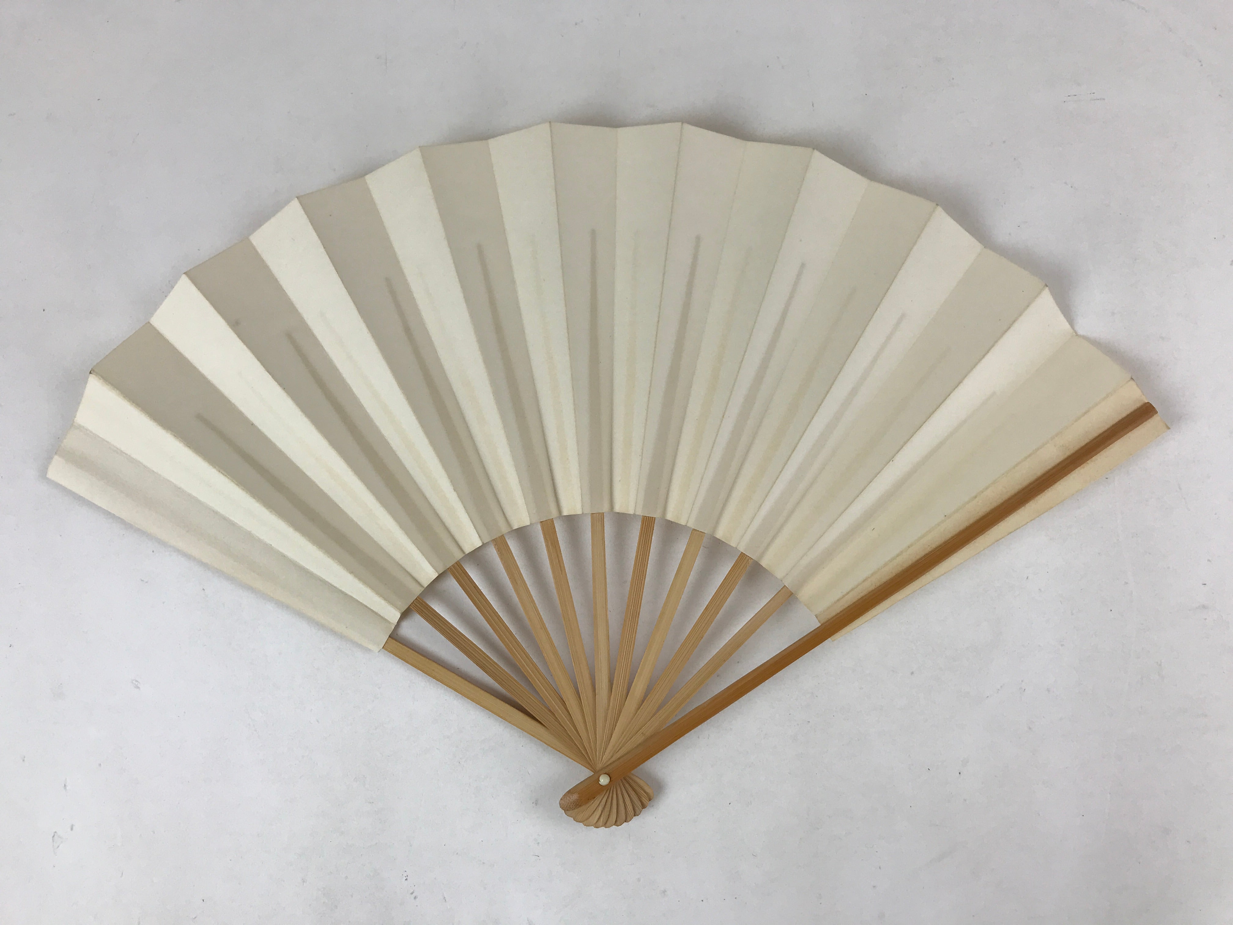 Japanese Folding Fan Sensu Vtg Bamboo Frame Simple Blank White 4D735