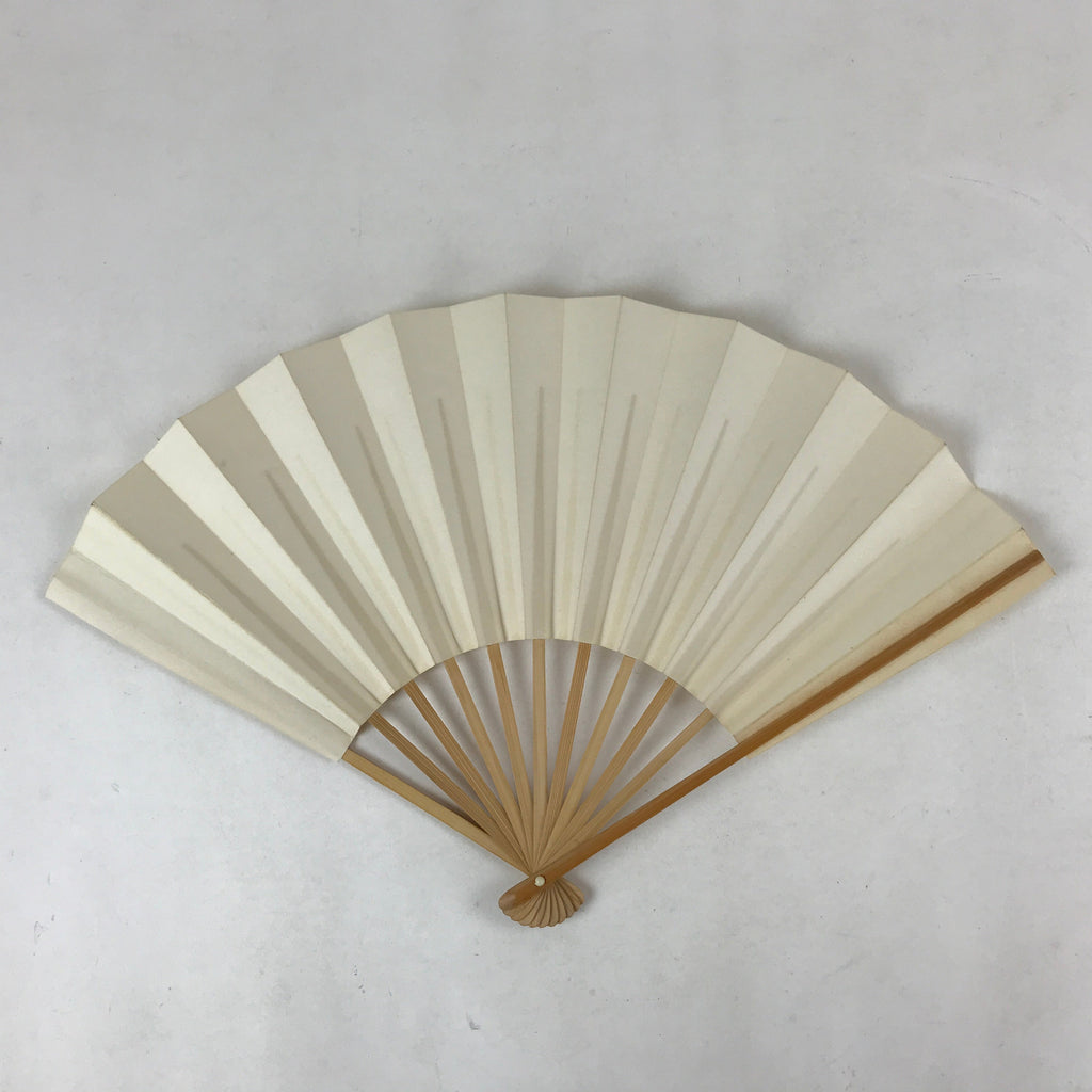 Japanese Folding Fan Sensu Vtg Bamboo Frame Simple Blank White 4D735