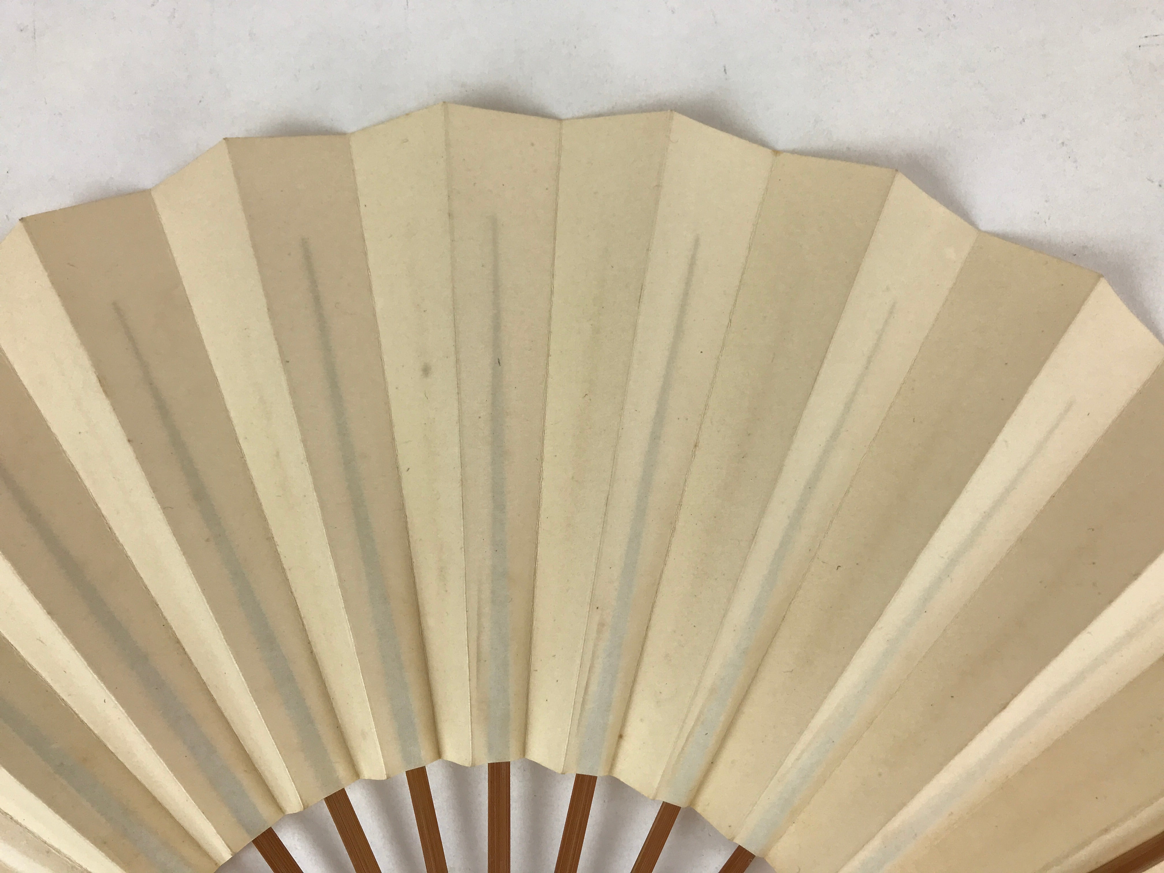 Japanese Folding Fan Sensu Vtg Bamboo Frame Simple Blank White 4D736