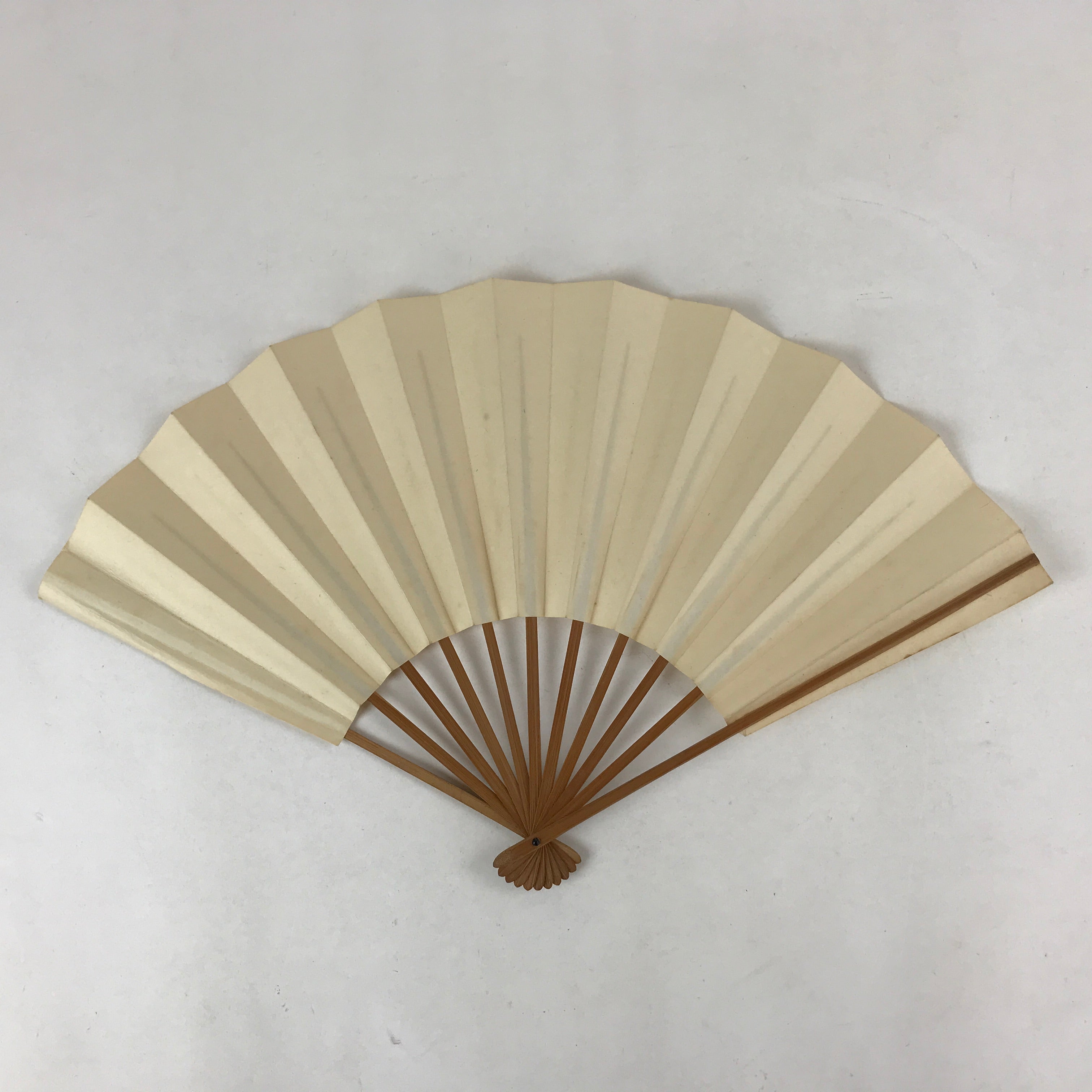 Japanese Folding Fan Sensu Vtg Bamboo Frame Simple Blank White 4D736