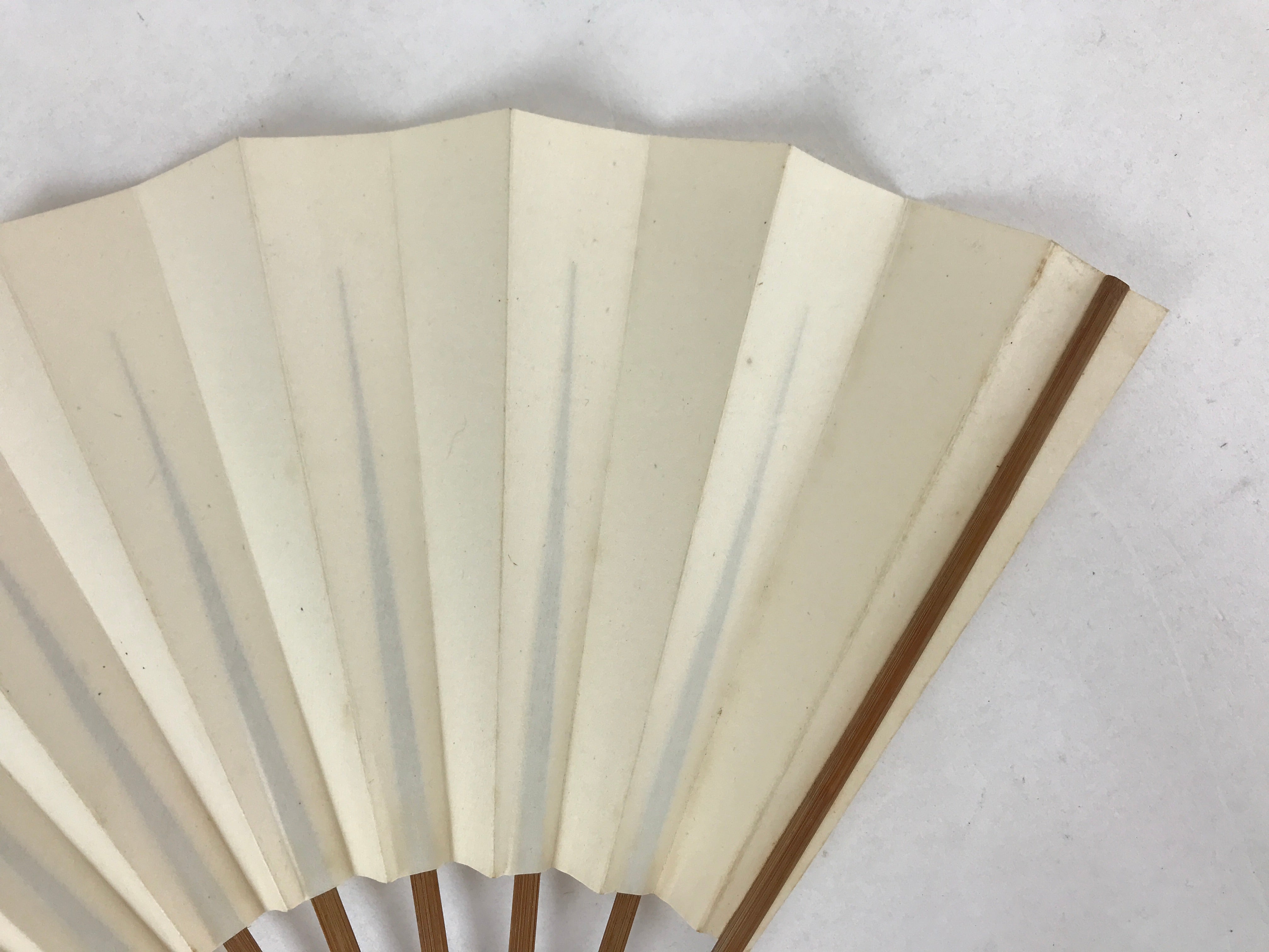 Japanese Folding Fan Sensu Vtg Bamboo Frame Simple Blank White 4D737